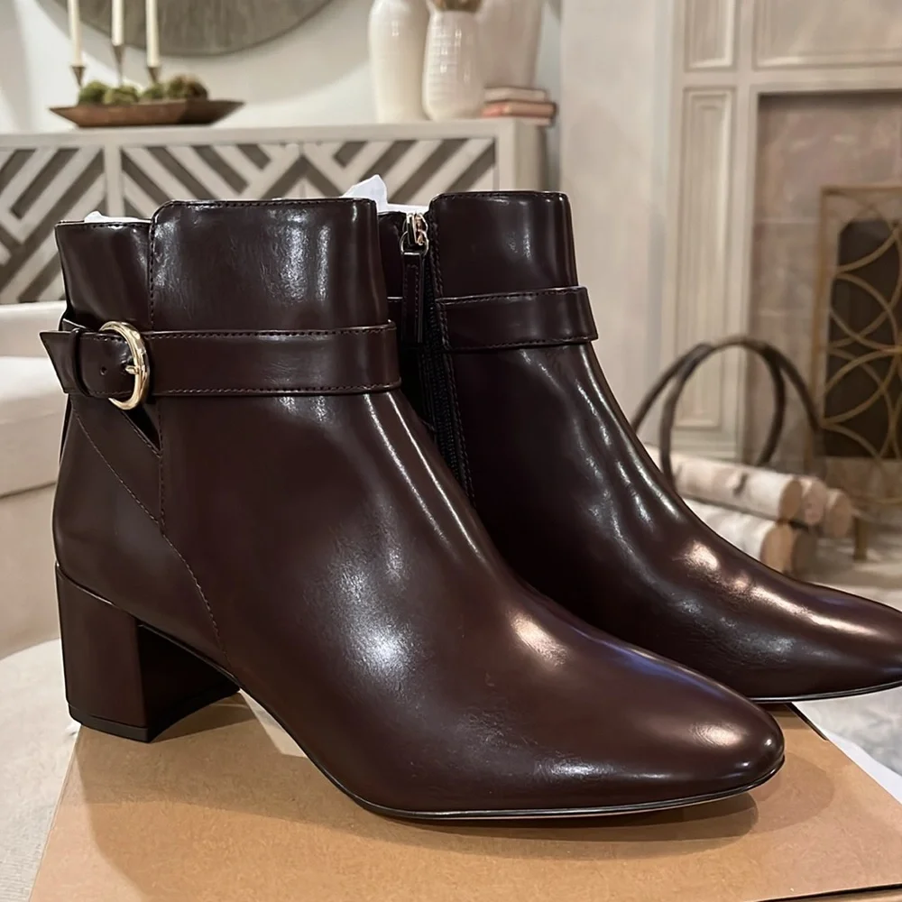 J. Crew Rustic Brown Heeled Buckle Boots/NIB/10M